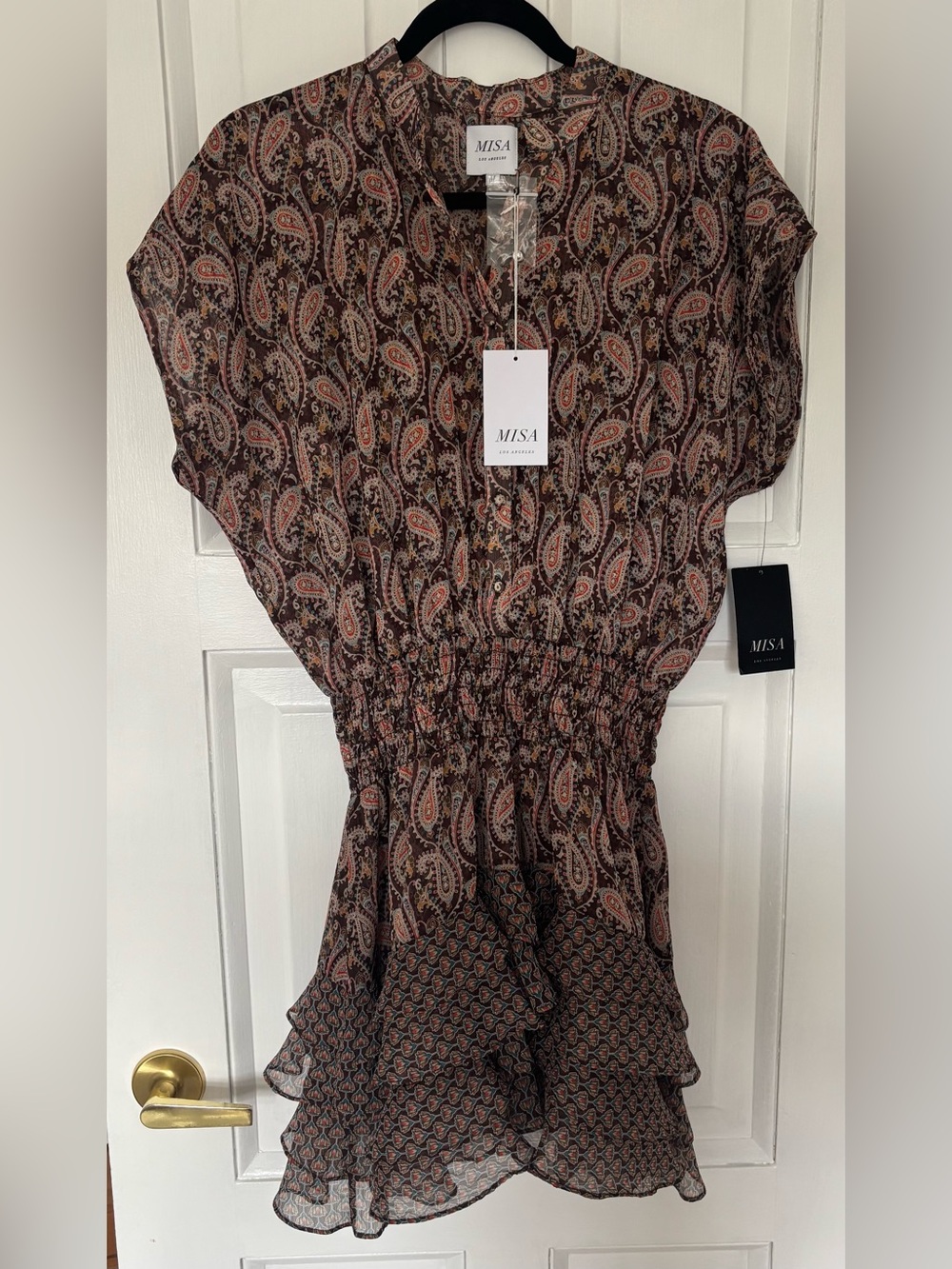 MISA x REVOLVE Evie Dress in Brown Paisley Mix - Picture 3 of 3